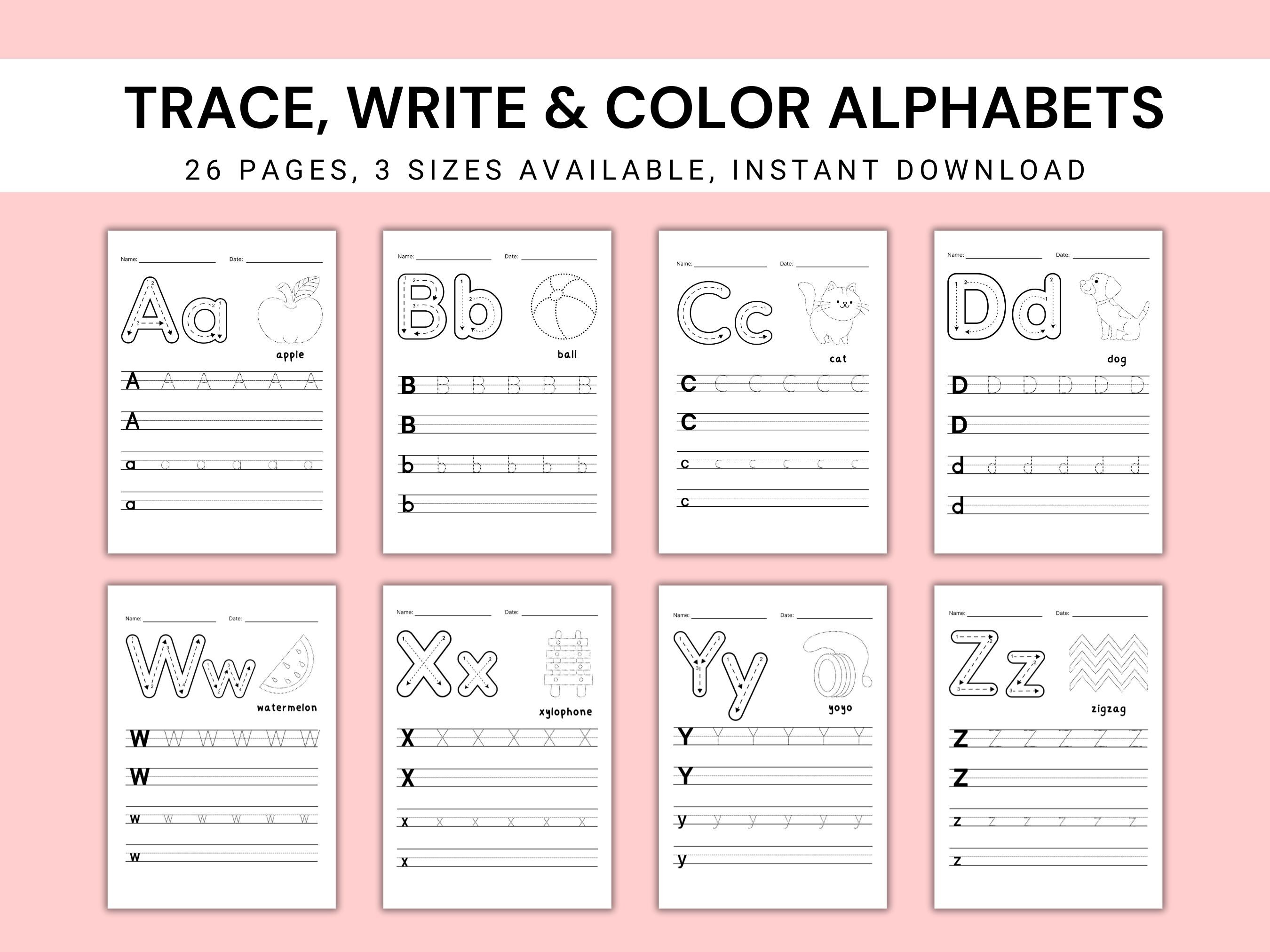 Alphabet Tracing Worksheets Printable, Uppercase and Lowercase Letters ...