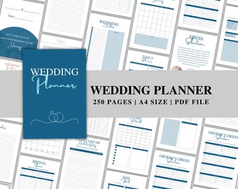 250 Pages Wedding Planner Template Bundle, Wedding Planner Template Printable, Wedding Planning Checklist, Wedding Itinerary, Canva Editable