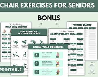 Chair Exercises for Seniors  with Bonus|  Desk Stretches & Healthy Challenge | 30-Dys plan | Workout Chart for Seated Fitness and Mobility