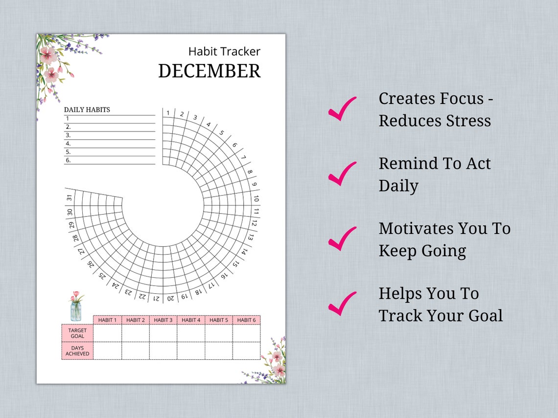 Circle Daily Habit Tracker PDF, Habit Track Printable, Routine Tracking ...