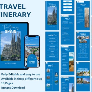 Spanien Reiseplan | Bearbeitbarer Spanien Reiseplaner | Ferien Stundenplan PDF | Druckbare Reiseplan | Digitaler Reiseorganizer