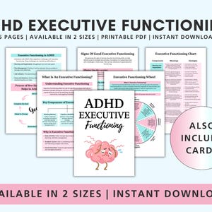 ADHD Executive Functioning Printable Bundle, 50 Visual Cards + 25 Worksheets,Emotional Regulation,Time Management,Focus Tools for Kids Teens
