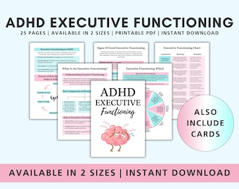 ADHD Executive Functioning Printable Bundle, 50 Visual Cards + 25 Worksheets,Emotional Regulation,Time Management,Focus Tools for Kids Teens