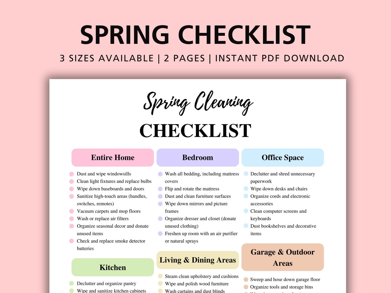 Spring Cleaning Checklist: Home Declutter Planner (digital Download) - Etsy