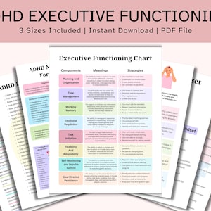 ADHD Executive Functioning Printable Bundle, 50 Visual Cards + 25 ...