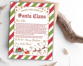 Bearbeitbarer personalisierter Brief vom Weihnachtsmann vom Schreibtisch des Weihnachtsmannes, Heiligabend-Nordpolpost, Sofortiger Download, Canva-bearbeitbar