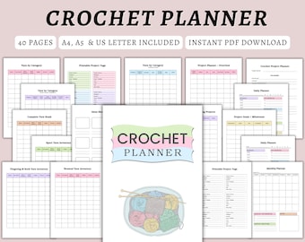 Crochet Planner Printable PDF | Crochet Project Planner | Yarn Inventory Tracker | Crochet Journal | Crochet Organizer | A4 A5 US Letter