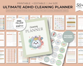 Ultimate ADHD Cleaning Planner | Cleaning Schedule, Decluttering Checklist, Deep Clean & Housekeeping Binder | Minimalist Home Organizer