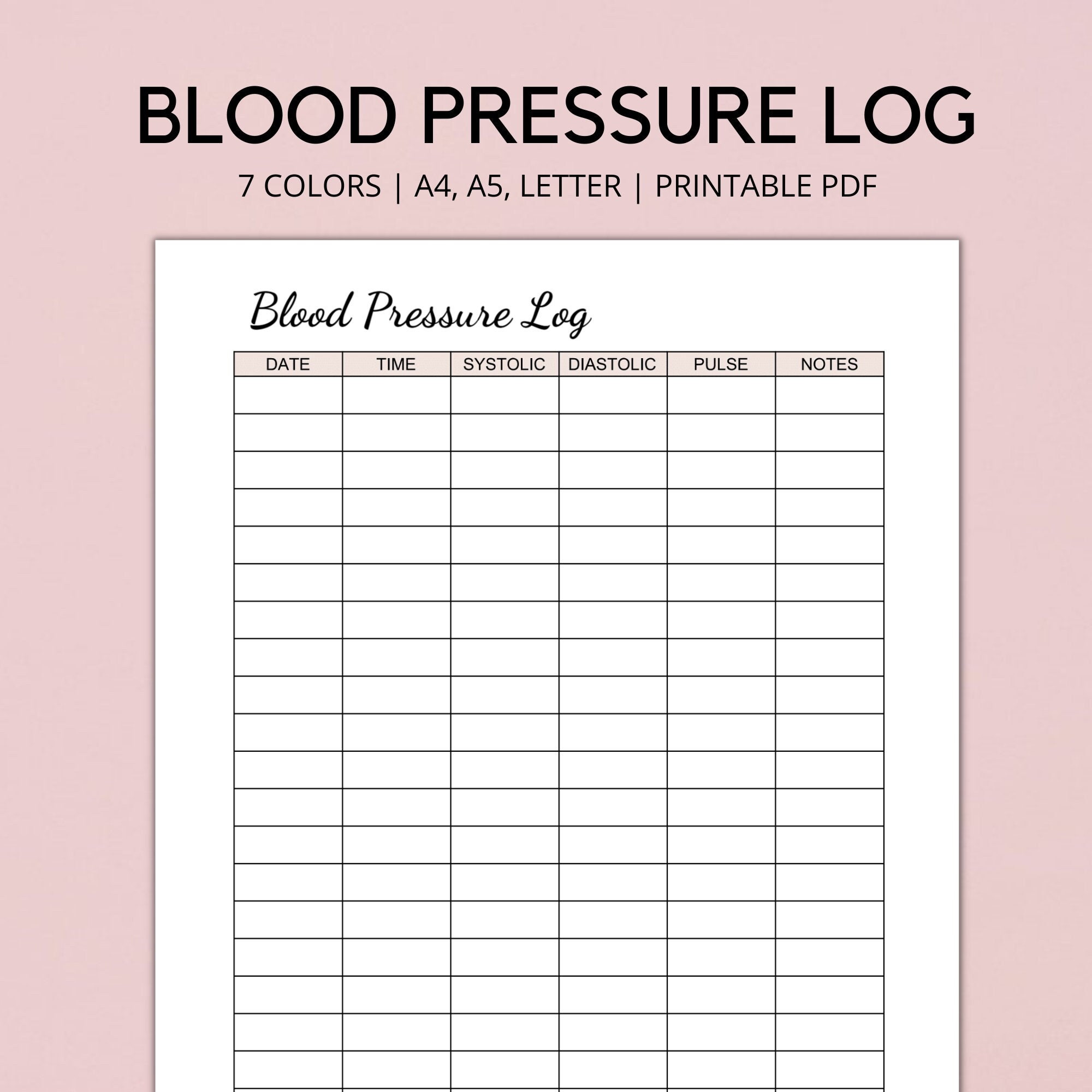 Blood Pressure Log Chart Printable Naakc