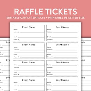 Editable Raffle Ticket Template: Canva, Printable PDF (US Letter)
