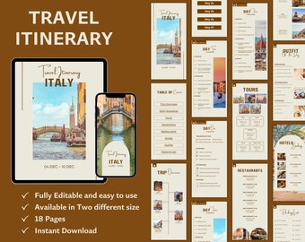 Italië reisplansjabloon Canva, bewerkbare reisplanner, vakantieplanning pdf, Instant Download