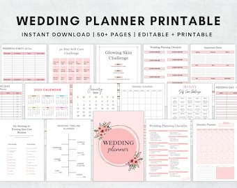 Hochzeitsplaner druckbare Vorlage, digitale Hochzeitsplaner, Hochzeitsmappe, Checklisten für die Hochzeitsplanung, Hochzeitsplaner pdf