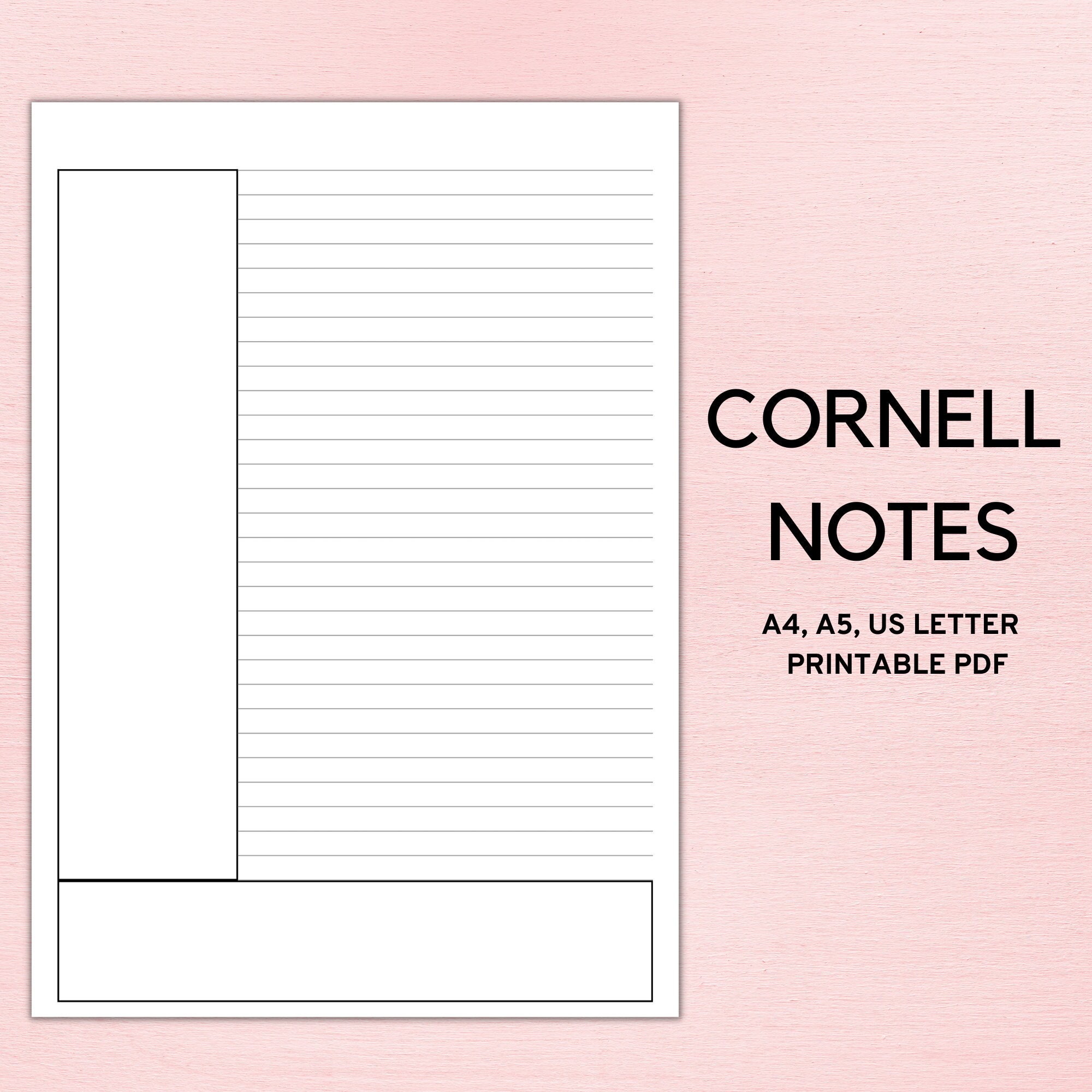 Cornell Notes Printable, Note Taking Template, Cornell Study Notes ...