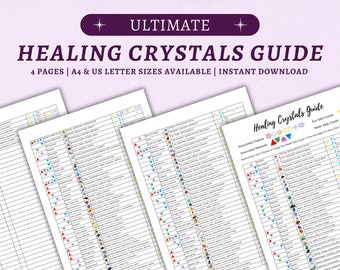 Printable Healing Crystal Reference Guide, Crystal Meaning Guide, Gemstone Reference Sheet, Digital Crystal Cards, Instant Download