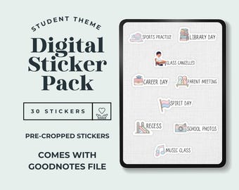 Schüler Goodnotes Digitale Aufkleber, niedliche Lern-Planer Aufkleber, Schule & College Themed Digital Sticker Pack für iPad, Goodnotes