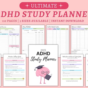 2025 Adhd Student Planner Printable, Study Planner Bundle, Adhd Study Planner, Academic Planner, College Planner, High School
