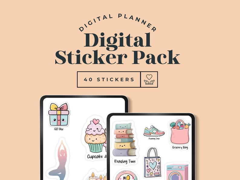 Digital Planner Stickers, 40 Cute Kawaii Goodnotes Stickers, Pre ...