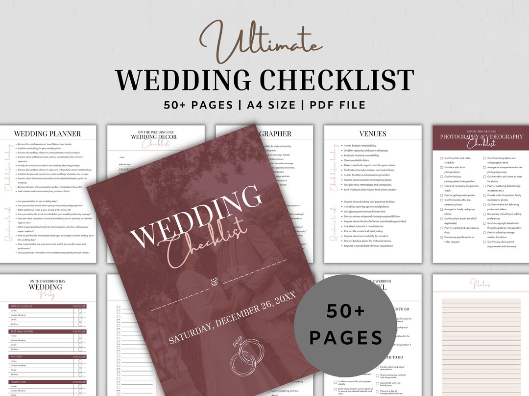 Wedding Checklist Printable, Wedding Planning Checklist, Wedding ...