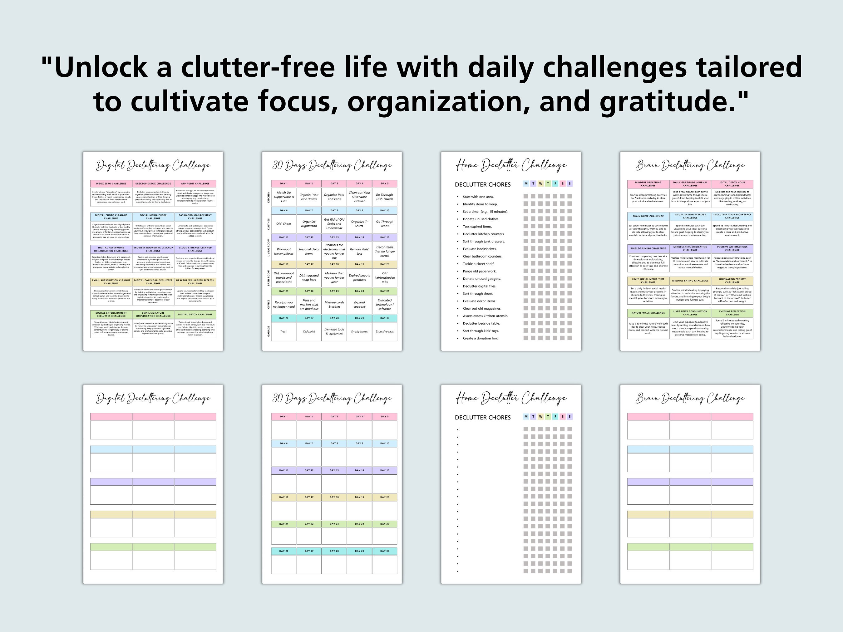 Adhd Declutter Planner, Declutter Checklist, Adhd Declutter Challenge ...