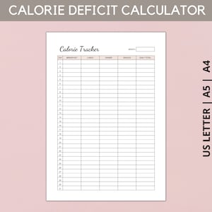 Puede incluir: Un rastreador de calor&iacute;as imprimible con columnas para el d&iacute;a, el desayuno, el almuerzo, la cena, los refrigerios y el total diario. El rastreador est&aacute; dise&ntilde;ado para un mes y tiene espacio para 31 d&iacute;as.