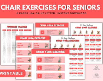 Yoga en silla para personas mayores: Guía de ejercicios de bajo impacto de 30 días (PDF imprimible)