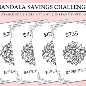 Mandala Savings Challenge druckbar, Geld Challenge, Cash Umschlag einfügen, Einsparungen Tracker druckbar, Instant Download
