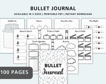 Printable Bullett Journal Undated Daily planner, Weekly planner, Monthly planner bujo, Yearly planner, Bullett journal trackers
