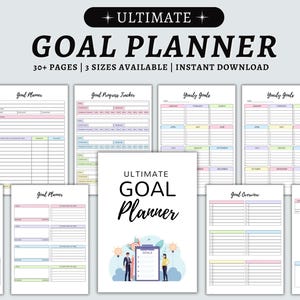 Ultimativer Tor-Planer zum ausdrucken, 90 Tage Ziel-Tracker, monatlich, jährlich, quartalsweise, langfristige Ziele, Zielfortschritt-Tracker, Jährliche Road Map