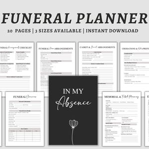 Funeral Planner Printable, End-of-Life Planning Binder, Funeral Arrangement Checklist, Celebration of Life Organizer, Editable PDF