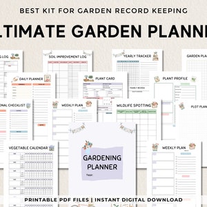 Planejador de jardinagem para impressão, planejador de jardim, planejador de plantas, diário de jardim, organizador de jardim, registros de plantas, diário de jardinagem, A4, carta