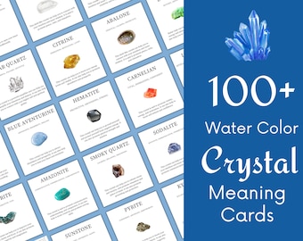 Pode incluir: Um conjunto de mais de 100 cartas de significado de cristal em aquarela. Cada carta apresenta um cristal diferente com seu nome e uma descrição de seu significado. As cartas são perfeitas para qualquer pessoa interessada em cristais e suas propriedades curativas.