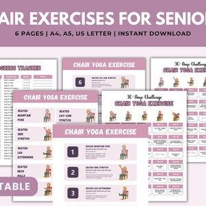 Chair Exercises for Seniors | 30-Day Chair Yoga Challenge  | Low-Impact Fitness Guide | Workout Chart for Seated Fitness and Mobility