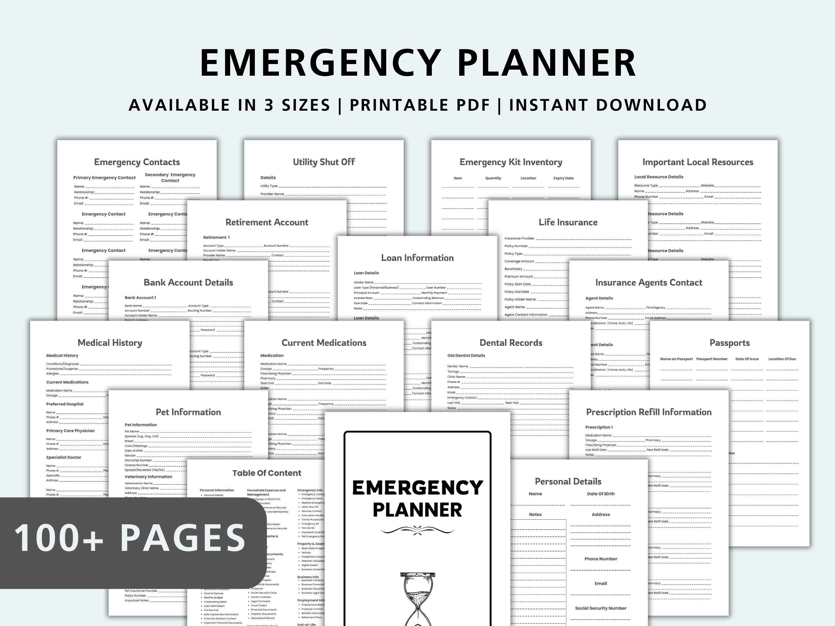 End of Life Planner Printable, Emergency Binder Printable, Beneficiary ...