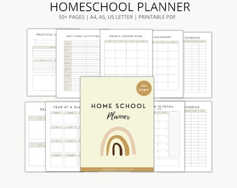 Boho Homeschool Planner Printable, Lesson planner, homeschool schedule, preschool curriculum, homeschool printables,  homeschool attendance