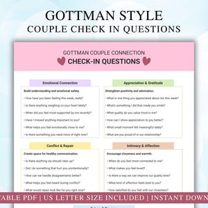 Gottman-stilen för parincheckningsfrågor | Arbetsbok för relationer i PDF-format | Arbetsblad för äktenskapskommunikation | Kommunikations- och kontaktverktyg