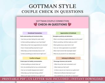 Gottman Style Paar Fragen zum Check In | Beziehungsarbeitsbuch PDF | Arbeitsblatt zur Ehe Kommunikation | Kommunikations- und Verbindungswerkzeug
