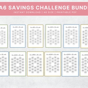 A6 Savings Challenge Tracker Bundle, Money Trackers, A6 Cash binder & Envelope, A6 Saving Funds, Printable Savings Challenge, PDF