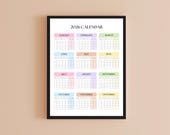 2026 Year At A Glance Wall Calendar, Large Printable Poster Calendar, Minimalist One Page Yearly Planner for Home Office, Instant Download