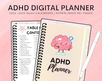 Digital ADHD-planerare för vuxna, ADHD-produktivitetsplanerare, odaterad digital ADHD-livsplanerare, ADHD-dagsplanerare, GoodNotes Notability