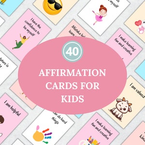 40 Affirmationskarten für Kinder, Motivationskarten, Positivitätskarten, tägliche Affirmation, Kinder Affirmationskarte, sofortiger Download pdf