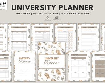Printable University Planner: Student Academic Organizer (PDF Download, 50+ Pages
