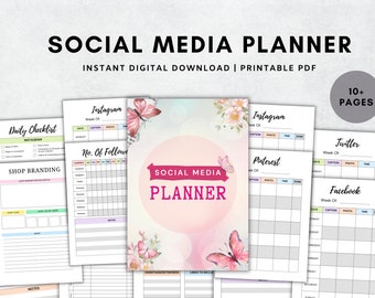 Social Media Planner Printable, Instagram Planner Printable, Digital Pinterest Planner, Blogger Planner, Content Planner, Instant Download