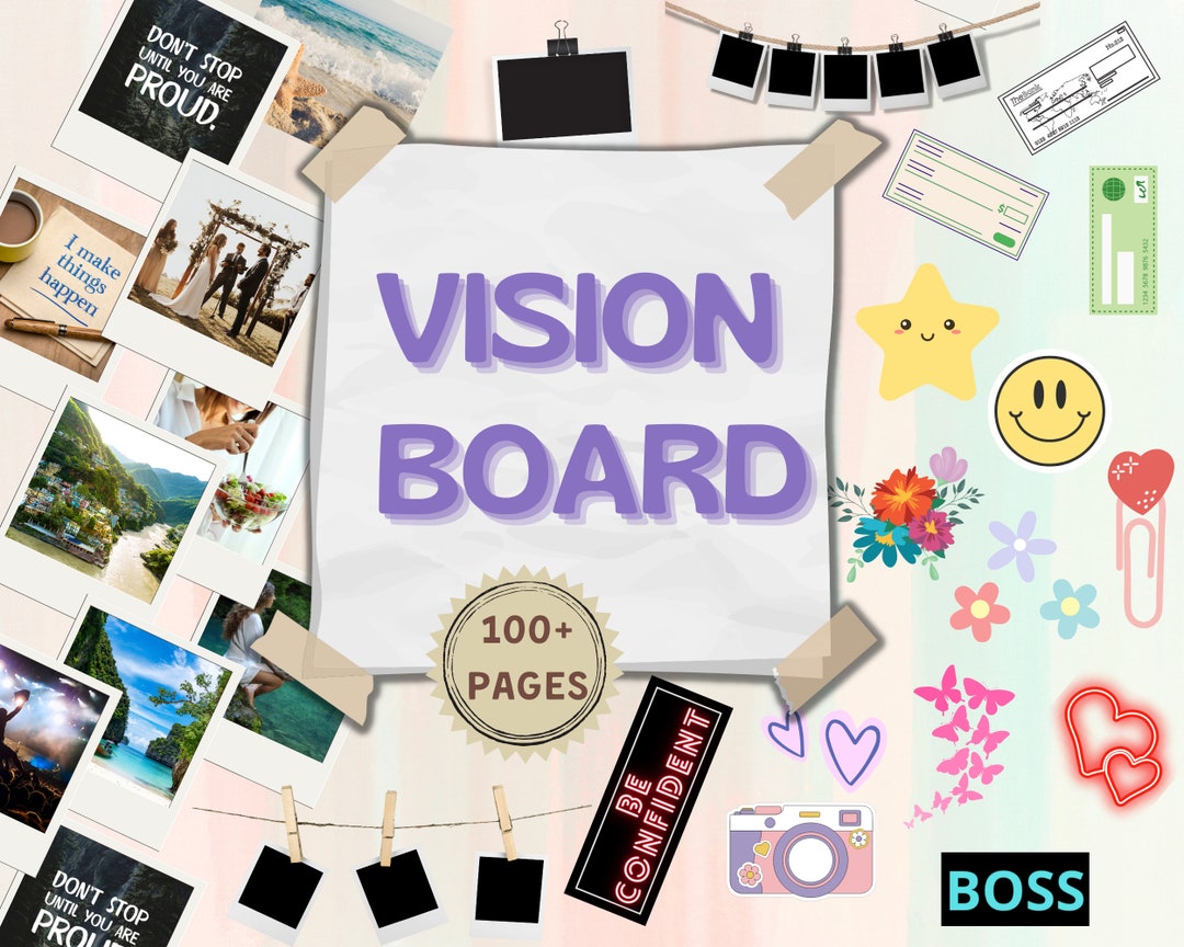 2023 Vision Board Template, Vision Board Kit 2023, Vision Board With ...