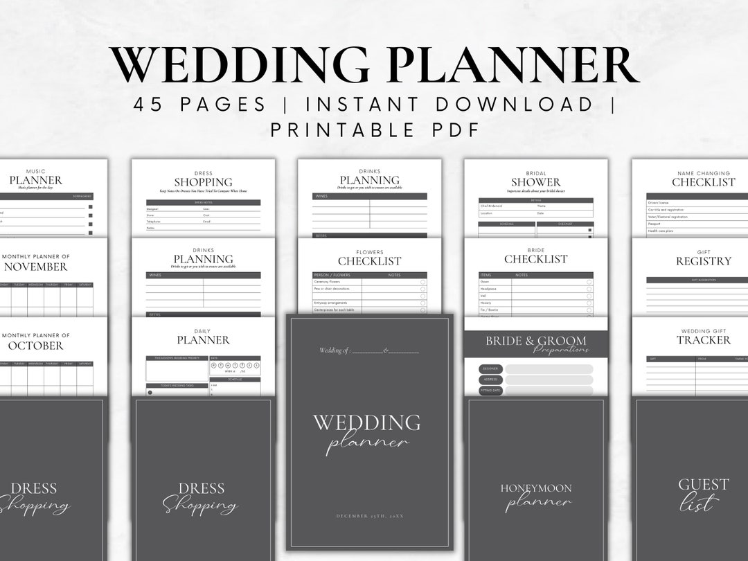 Wedding Planner Printable Template Wedding Digital Planner Wedding