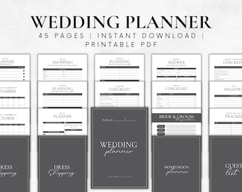 Printable Wedding Planner Template, Wedding Digital Planner, Wedding Binder, Wedding planning checklists, Wedding Itinerary pdf