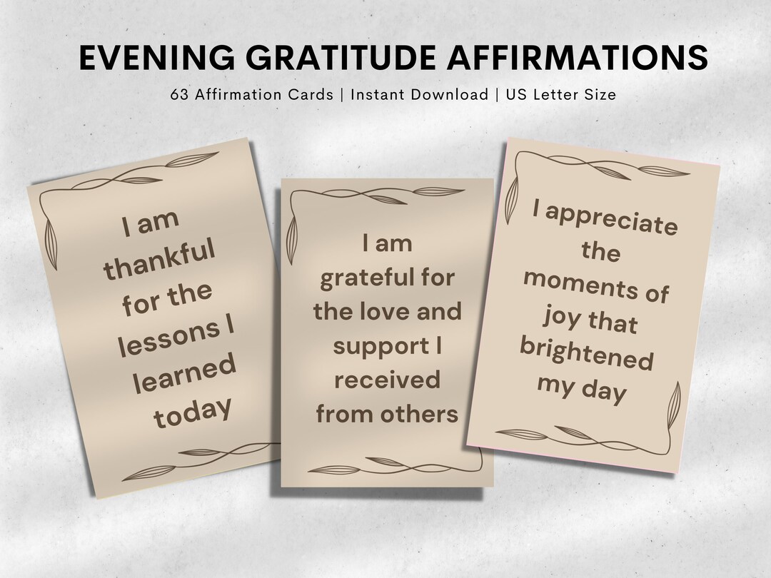 Evening Gratitude Affirmation Cards Printable, Affirmation Cards ...