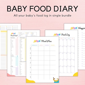 100 Primeros alimentos para bebés, Diario de alimentos para bebés, Rastreador de alimentos para bebés, Registro de alimentos para bebés, Tabla de alimentos para bebés, Tabla de alimentos para niños pequeños, A4, Carta, Descarga instantánea A5