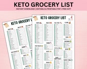 Keto Grocery List Printable, Keto Food List, Keto Tracker, Low Carb Food List, Keto Shopping List, Keto Diet Meal Plan Printable PDF