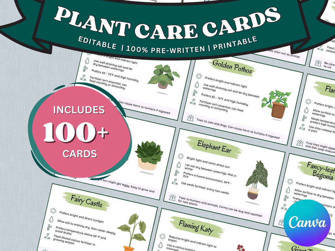 Plant Care Cards, Plant Labels, Indoor Printable Plant Care Instructions Tag, Plant Planner, Pre