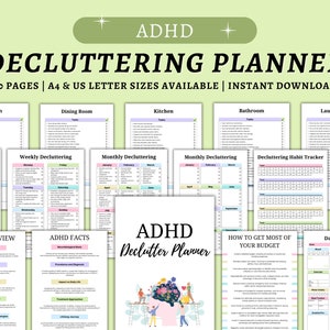 Agenda de désencombrement Adhd, liste de contrôle pour le désencombrement, défi de désencombrement Adhd, guide de désencombrement, classeur de désencombrement, désencombrer votre maison